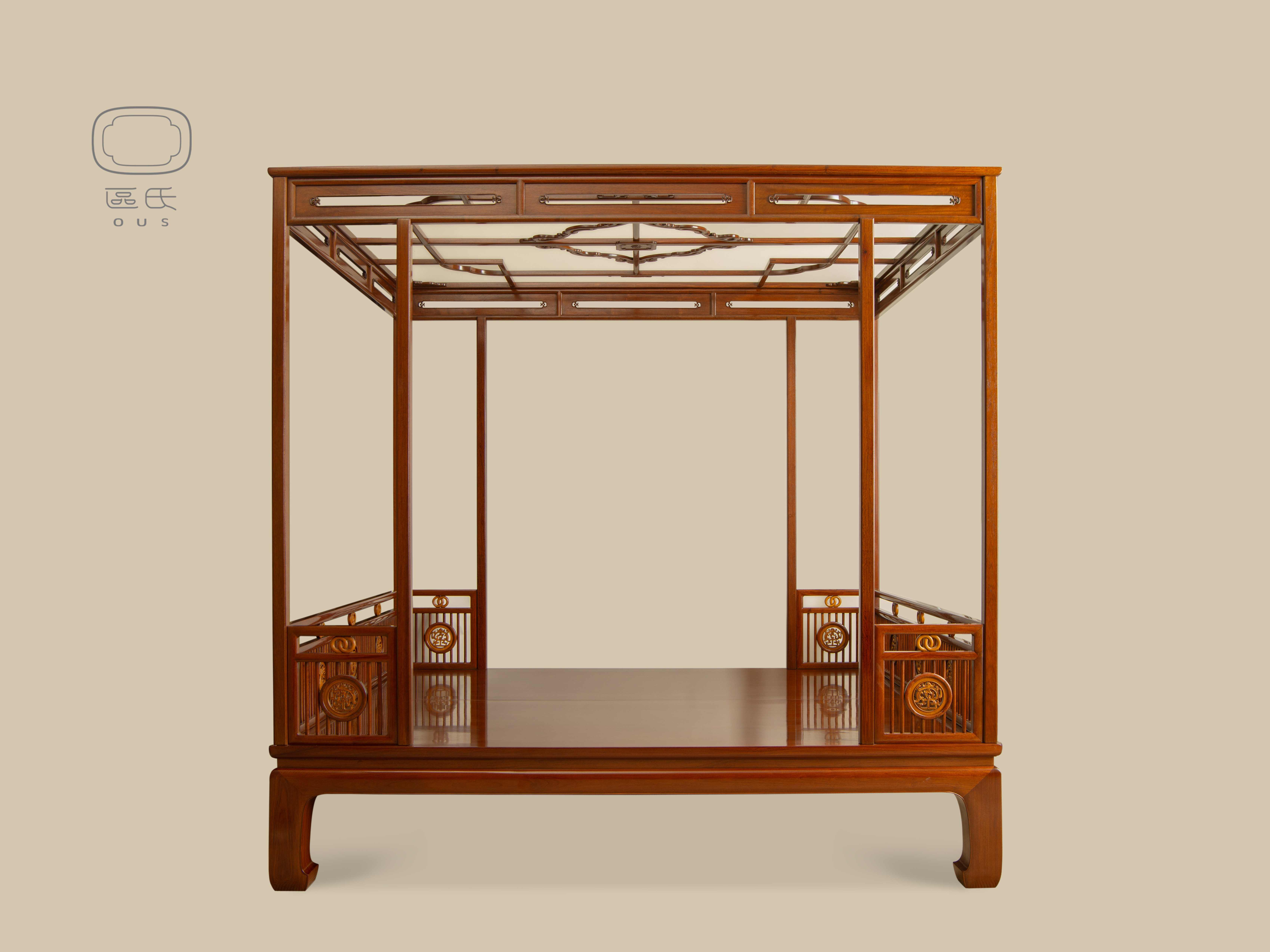 豎欞圍子八柱架子床