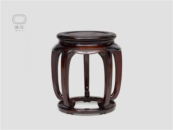 帶托泥五卷足圓凳