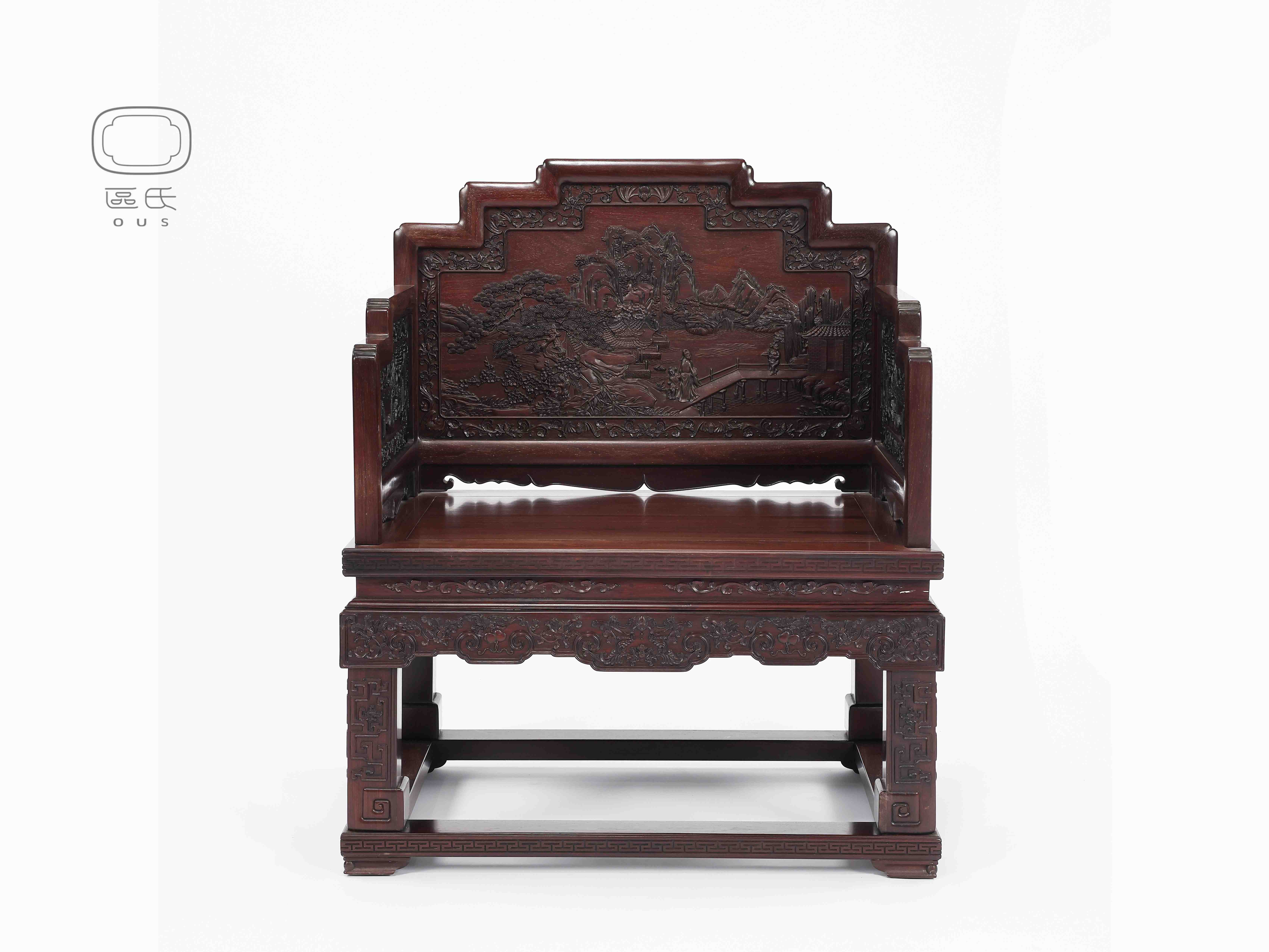 浮雕山水太師椅