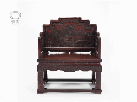 浮雕山水太師椅