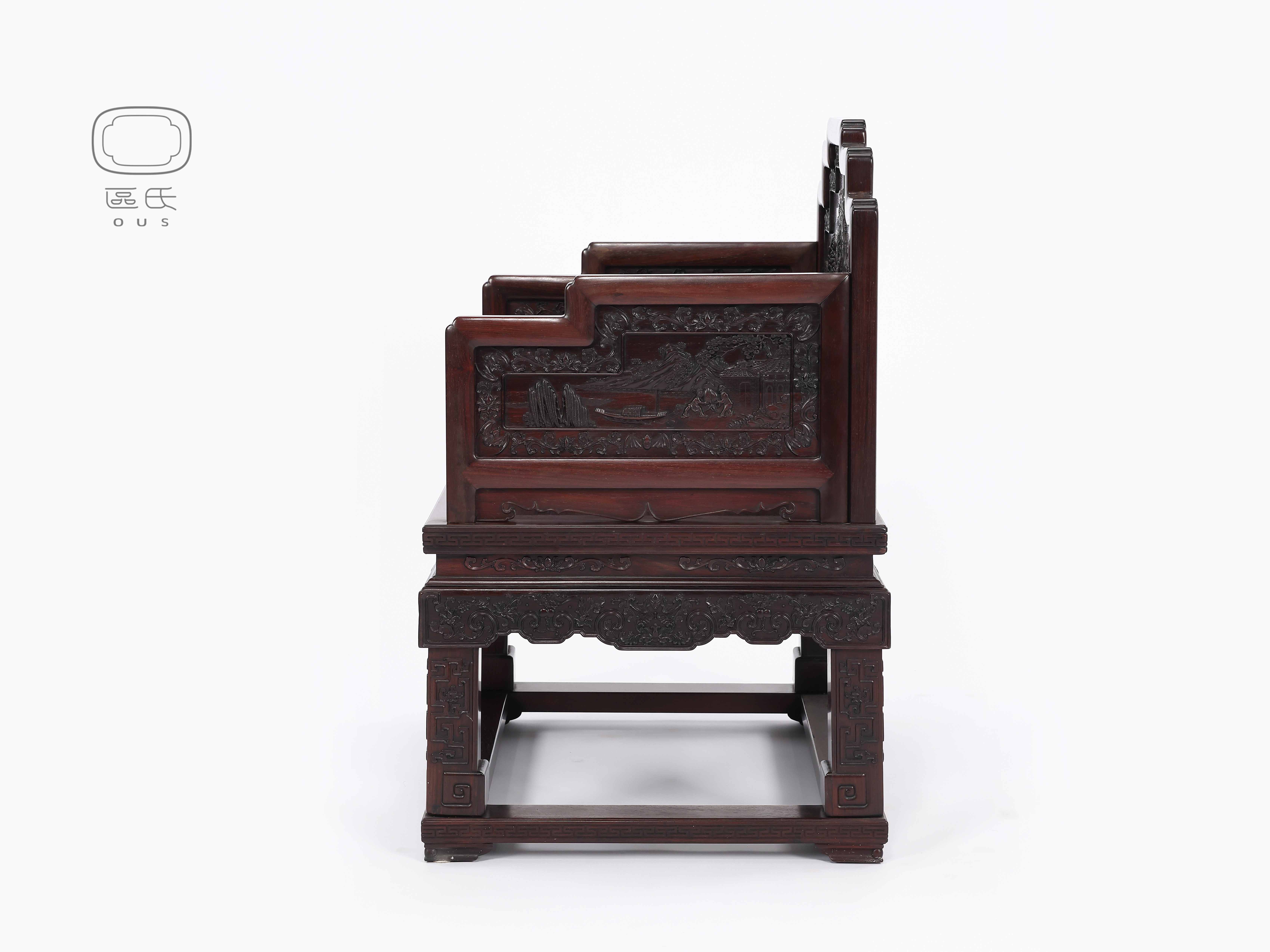 浮雕山水太師椅